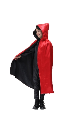 MANTELLO CAPPUCCIO DOUBLE ROSSO-NERO BAMBINO